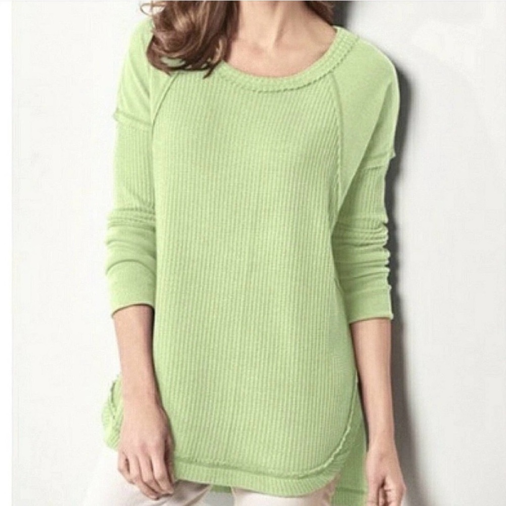 Soft Surroundings Lime Green Kaydence Waffle Knit Tunic Women’s Size Large